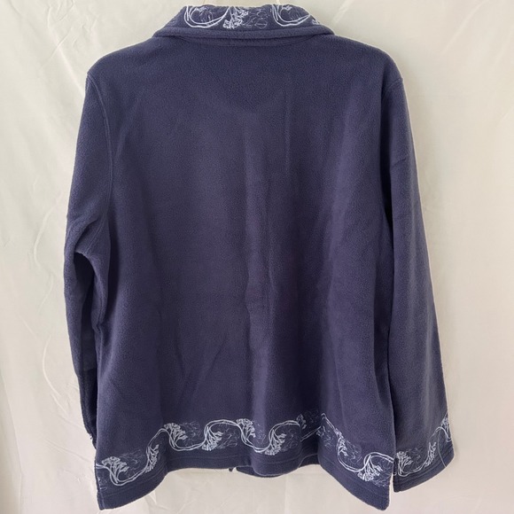 D & CO Denim & Company Purple Fleece Embroidered Button Front Jacket Women's L - Picture 4 of 4